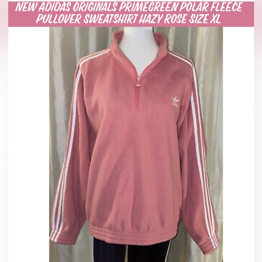 New Adidas Originals PrimeGreen Polar Fleece Pullover Sweatshirt Hazy Rose XL🎀